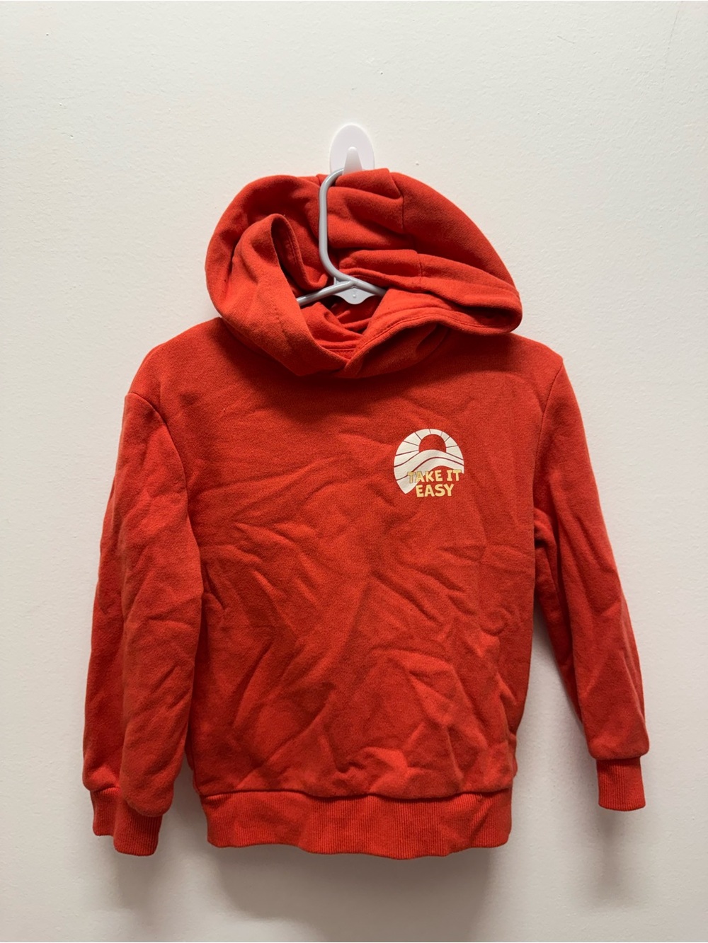 Kids' Red Hooded Sweatshirt with 'Make It Easy' Graphic